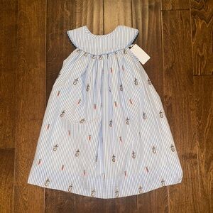 NWT Smockingbird Peter Rabbit Embroidered Seersucker Dress 7 price firm